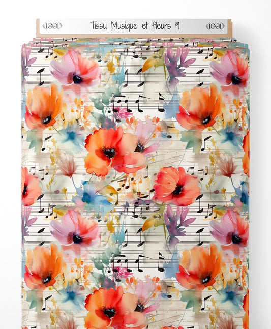 Tissu - Musique et fleurs 9