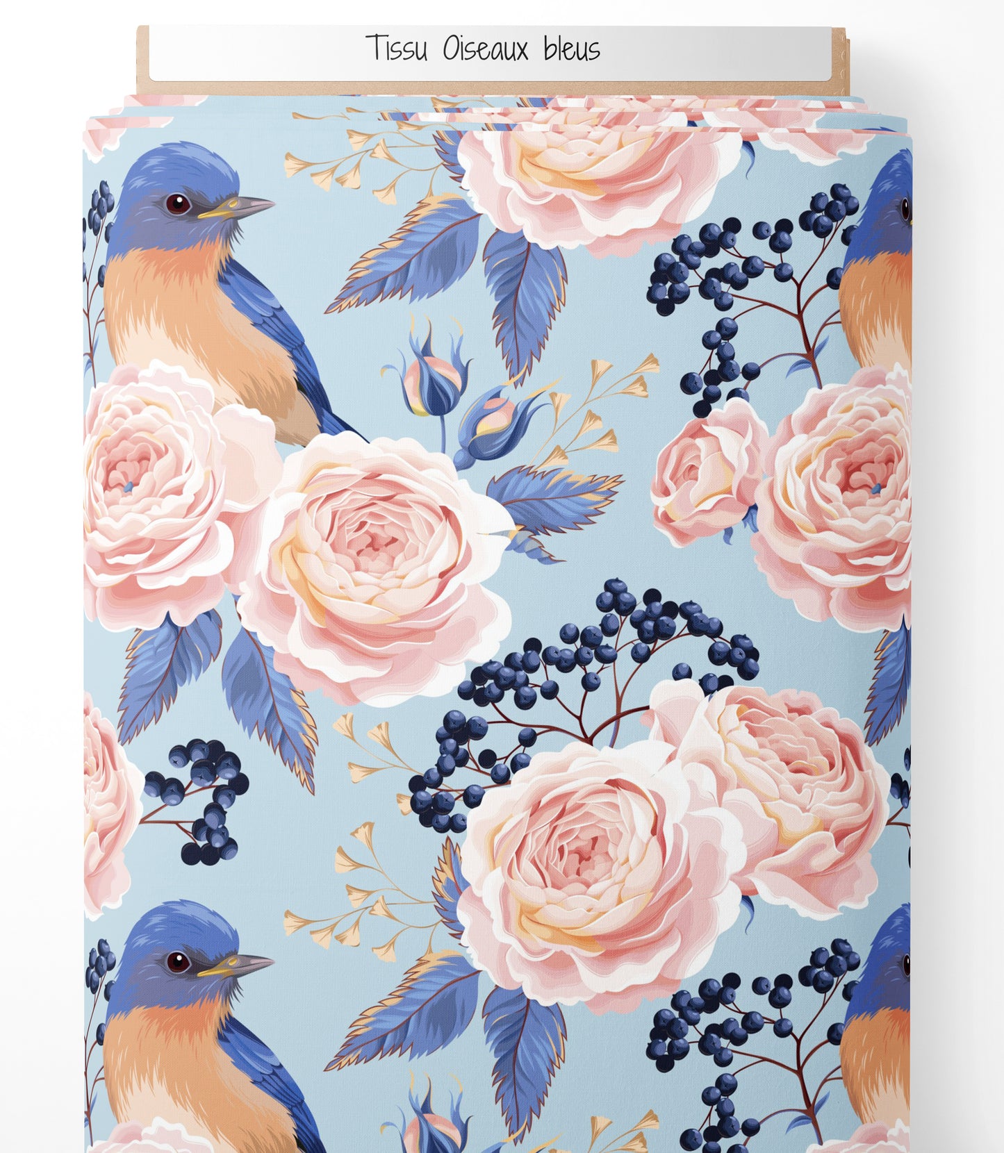 Tissu - Oiseaux bleus