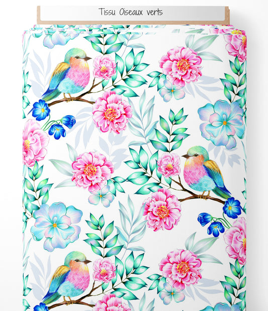 Tissu - Oiseaux verts