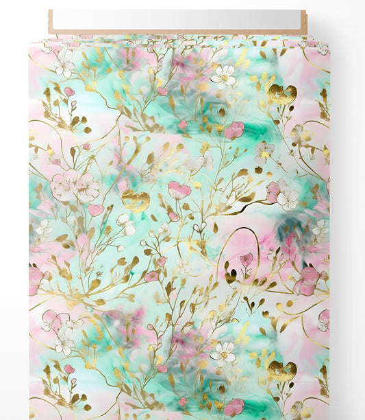 Tissu - Fleurs d'or 3