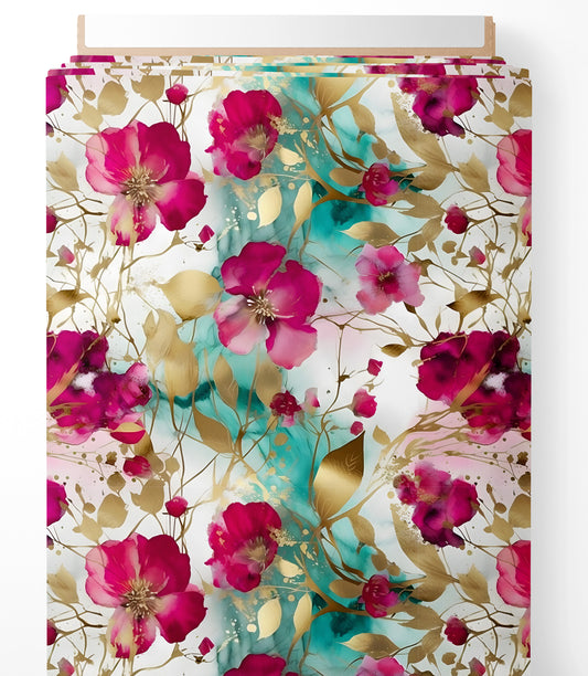 Tissu - Fleurs d'or 4