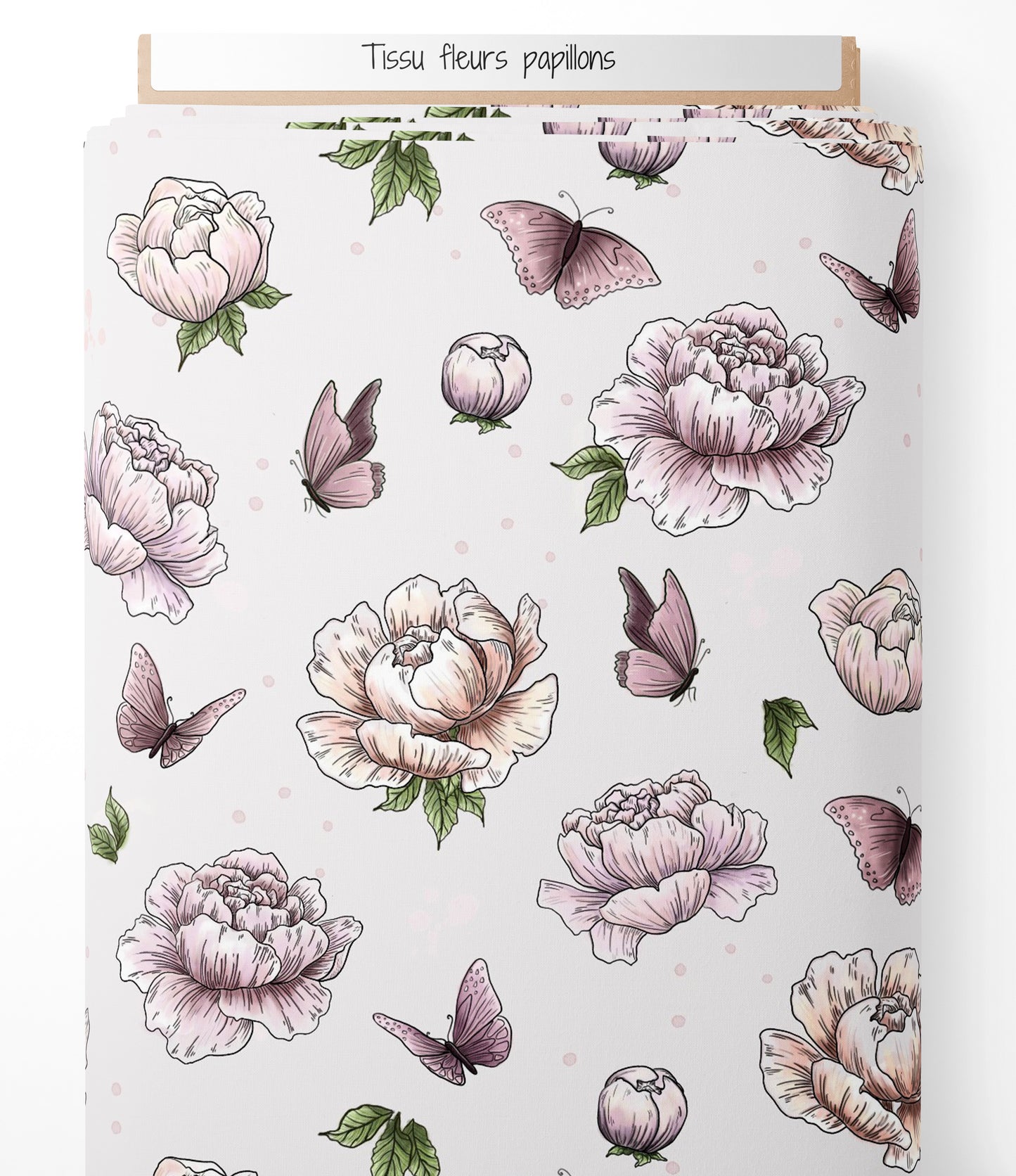 Tissu - Fleurs papillons