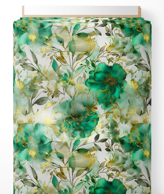 Tissu - Fleurs vertes 3