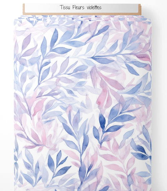 Tissu - Fleurs violettes