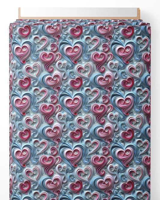 Tissu - 3D coeurs