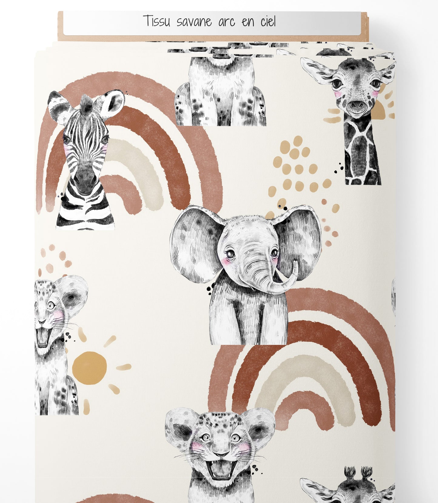 Tissu - savane arc en ciel