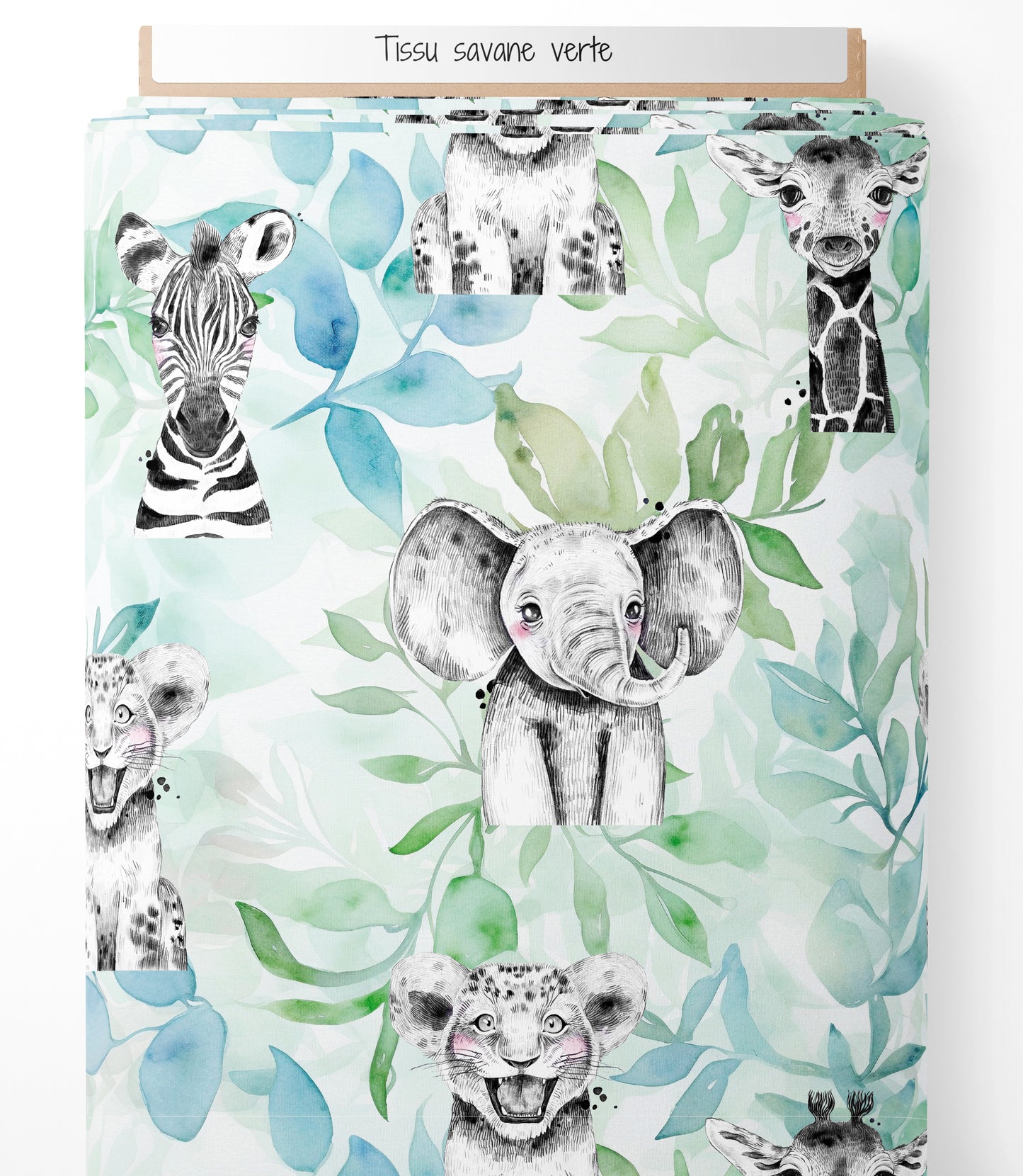 Tissu - savane verte