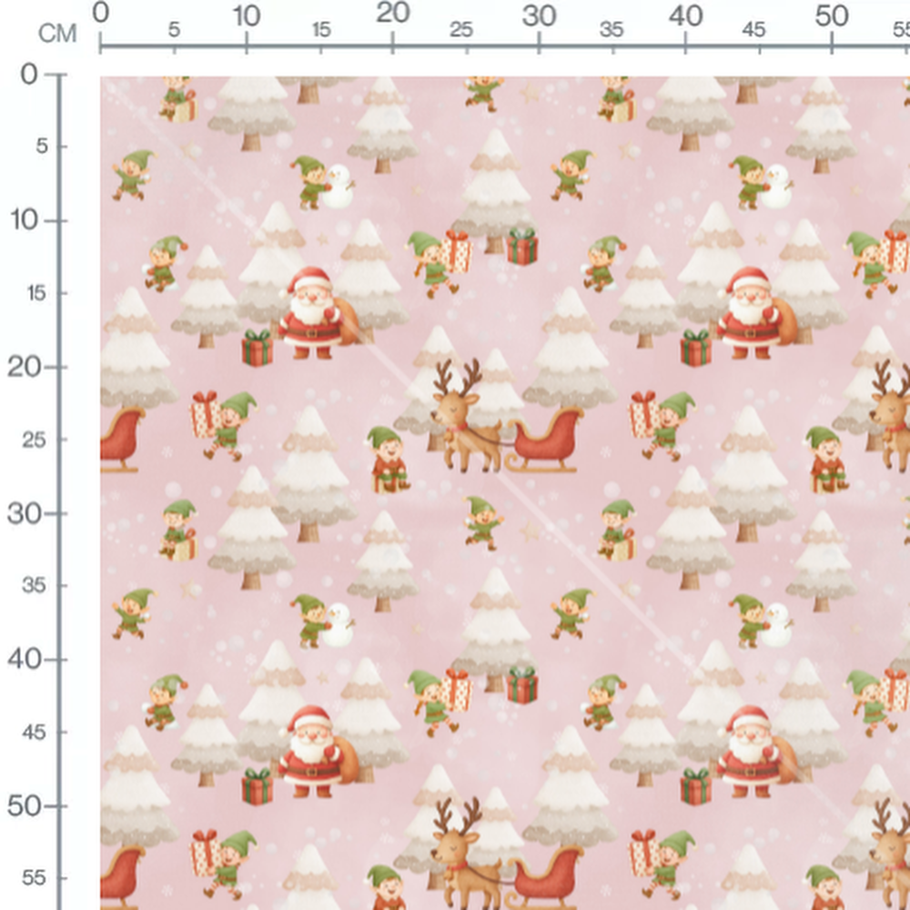 Tissu - Père Noël et lutins