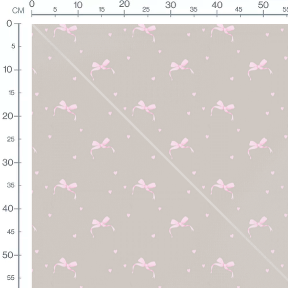 Tissu - Nœuds roses sur fond beige 2