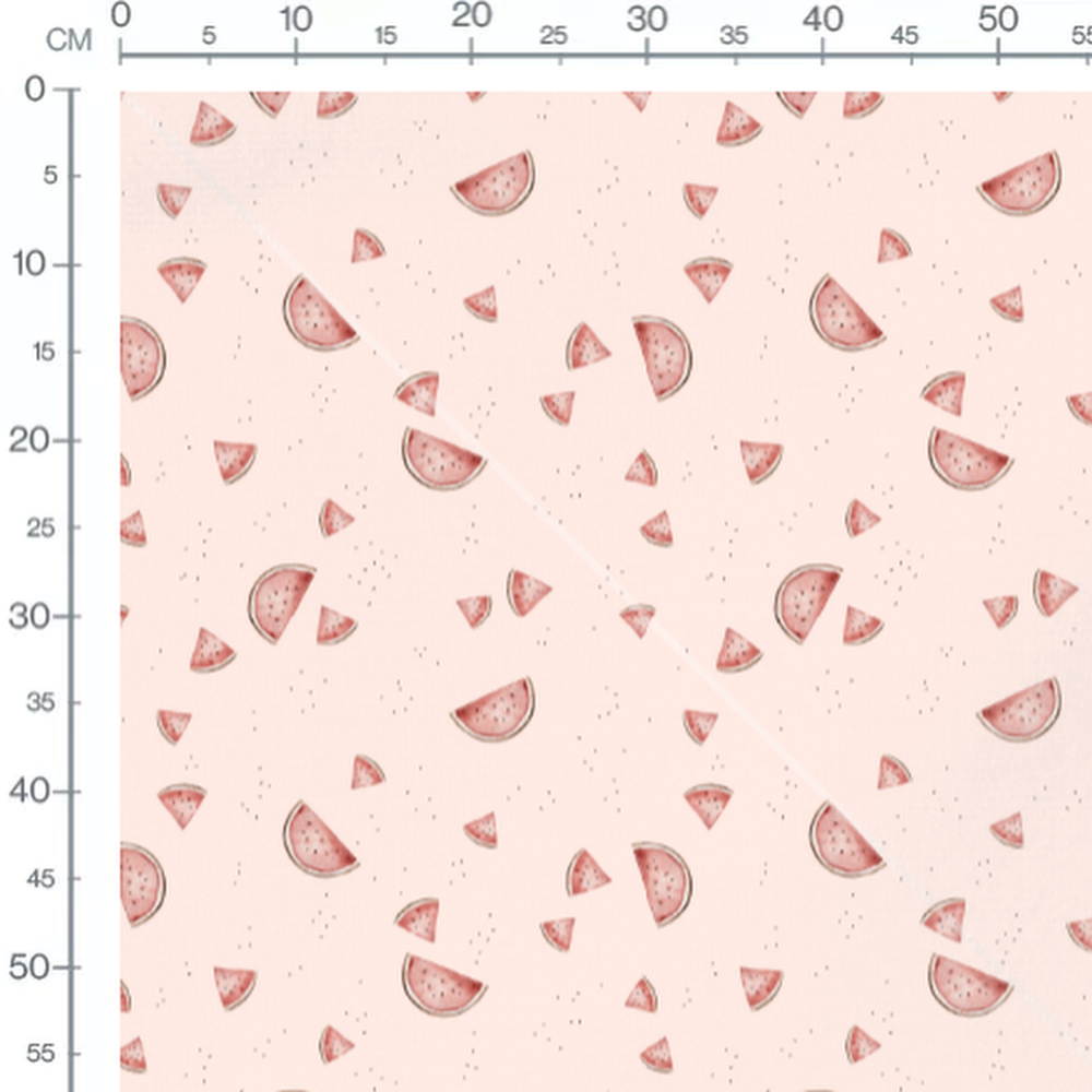 Tissu - Pastèques roses et graines