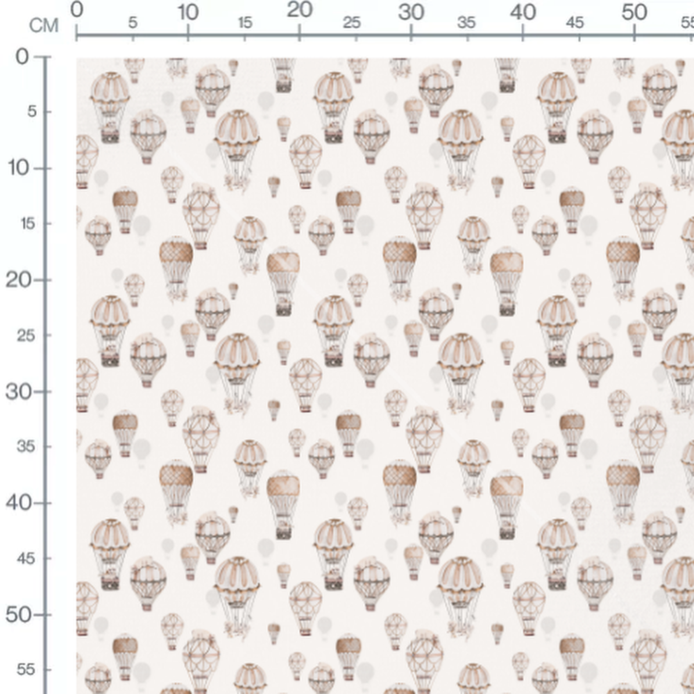 Tissu - Montgolfières beige et moutons