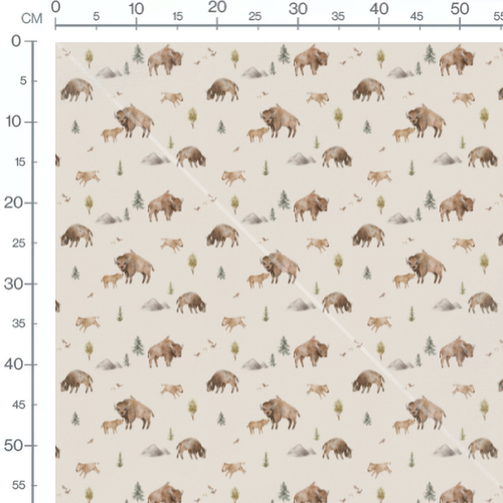 Tissu - Bisons et paysages naturels