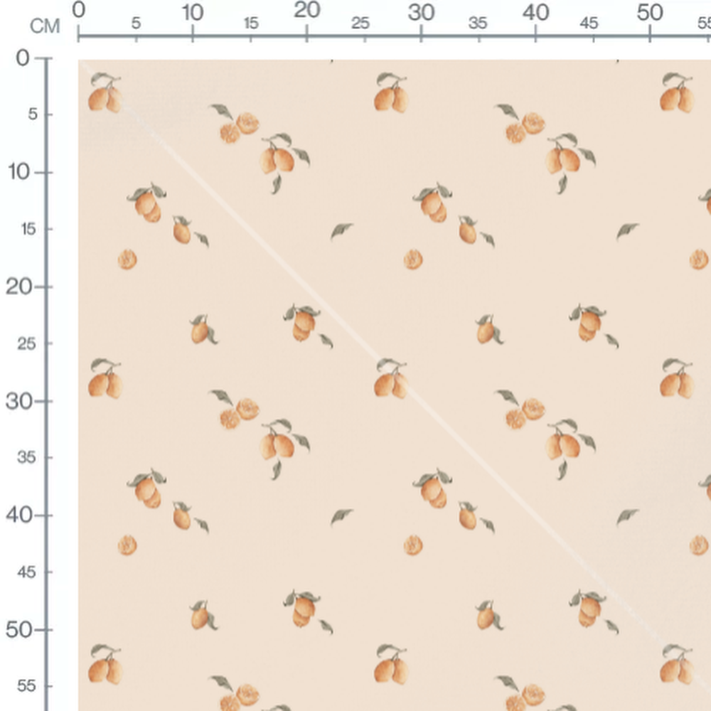 Tissu - Citrons aquarelle sur beige