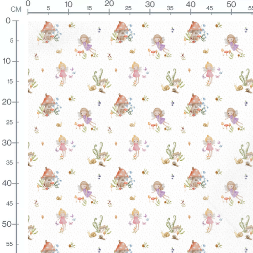 Tissu - Fées et champignons colorés