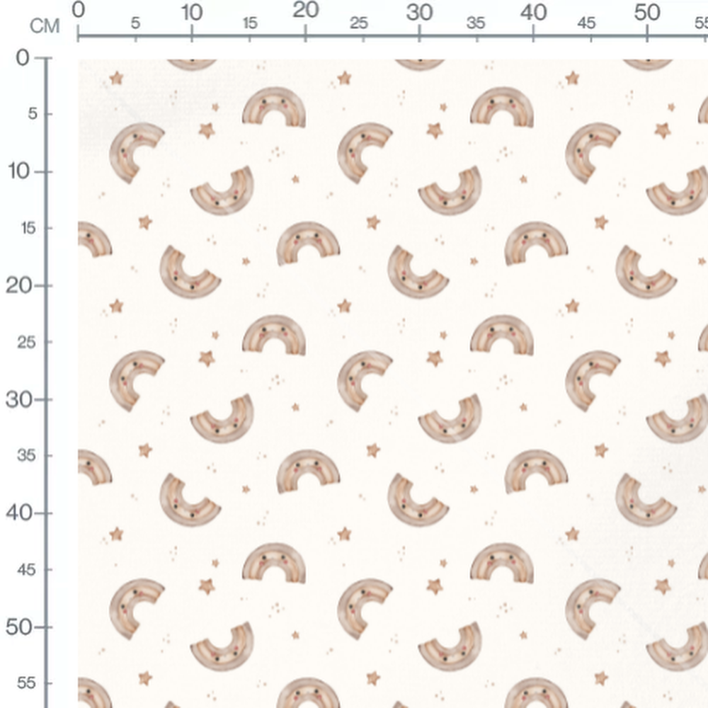Tissu - Arcs-en-ciel souriants roses