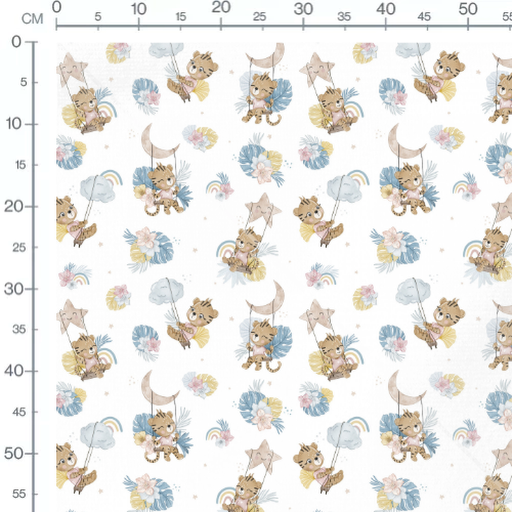 Tissu - Tigres joyeux sous étoiles