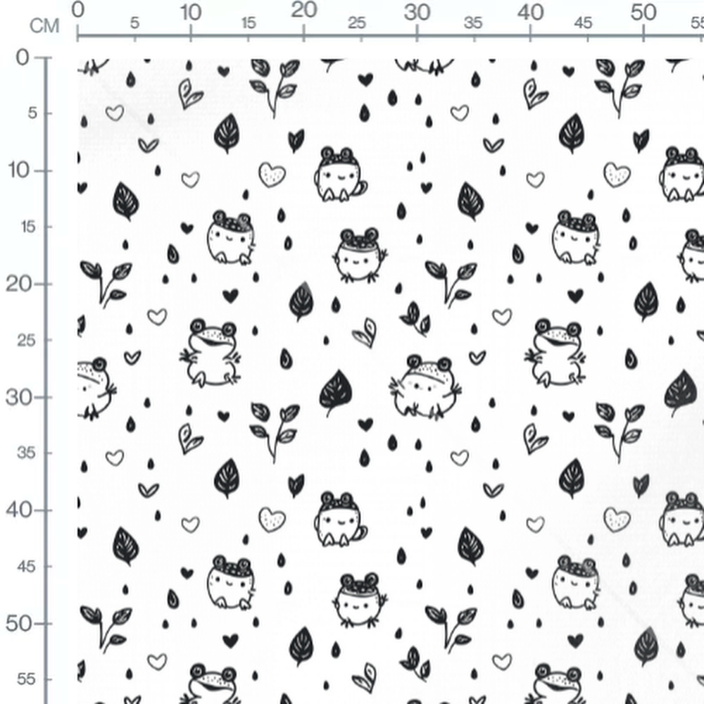 Tissu - Tissu Grenouille Feuille Doodle