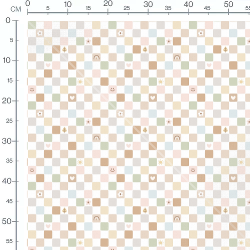 Tissu - Carrés pastel motifs variés