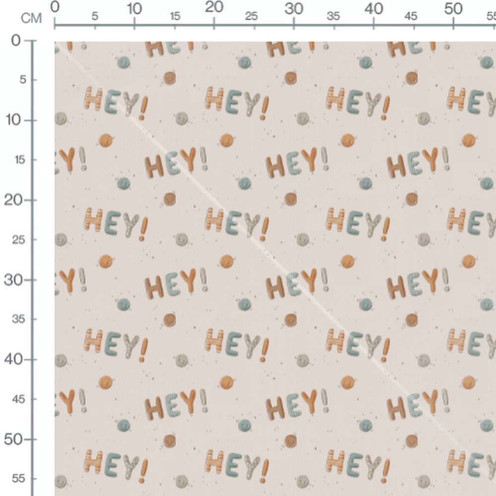 Tissu - Motif lettres et visages