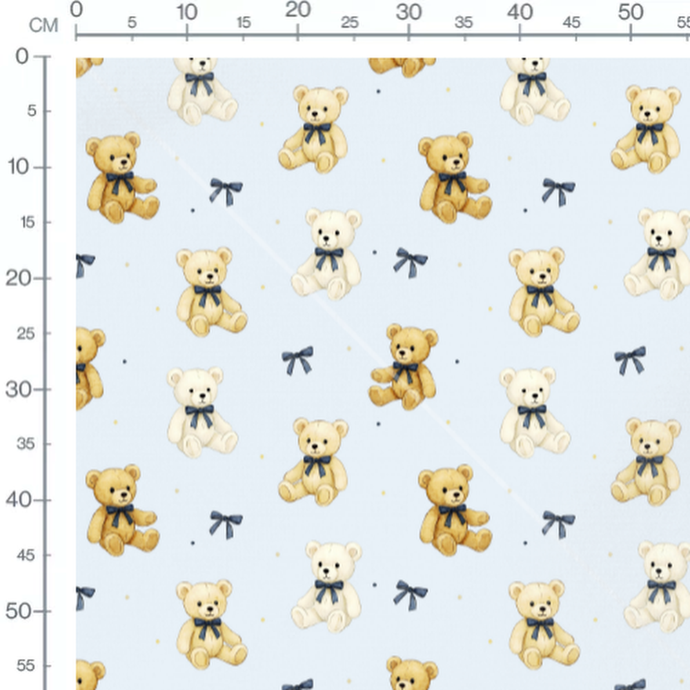 Tissu - Oursons sur fond bleu clair