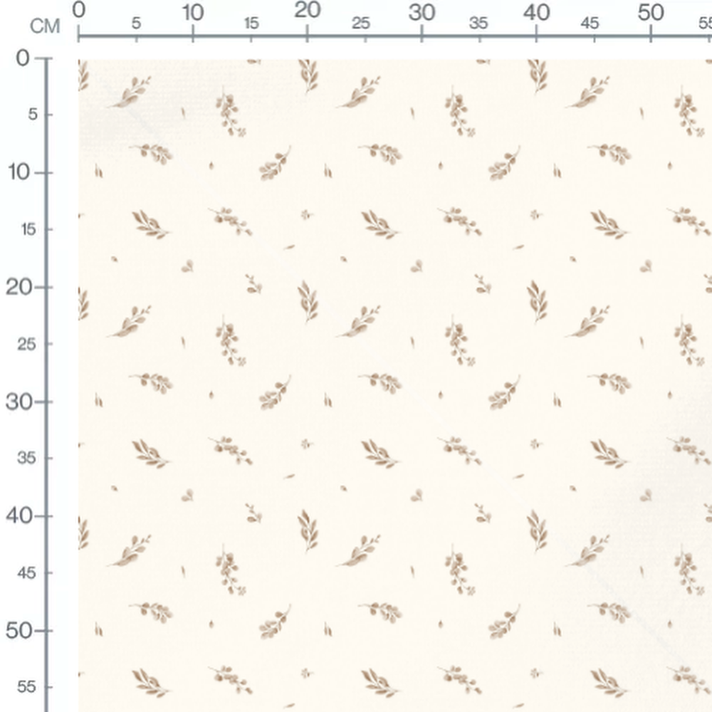 Tissu - Brindilles et baies beiges