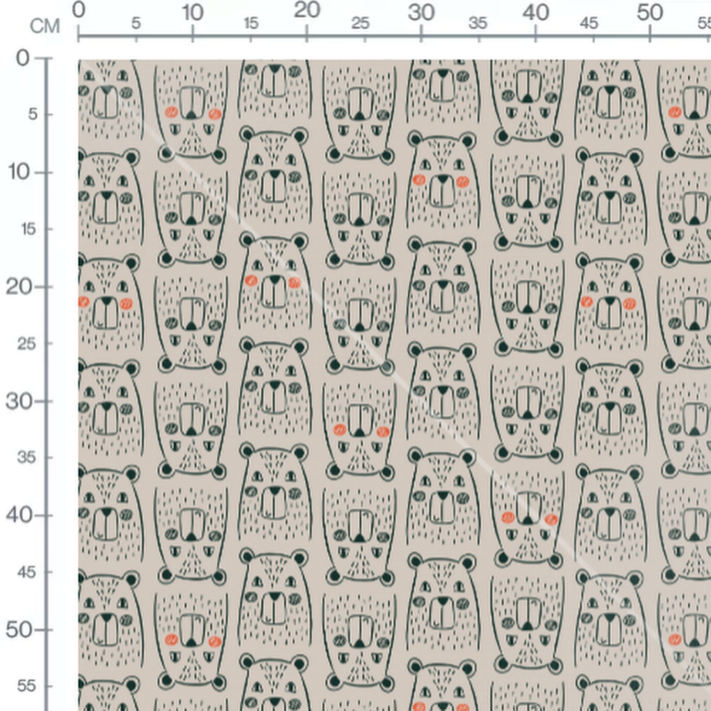 Tissu - Ours dessinés fond beige