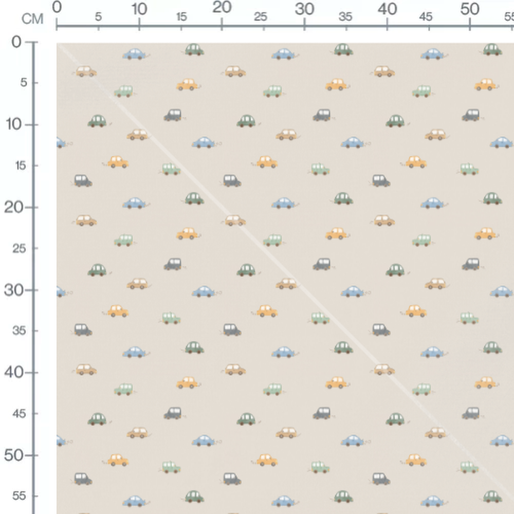 Tissu - Voitures enfantines colorées