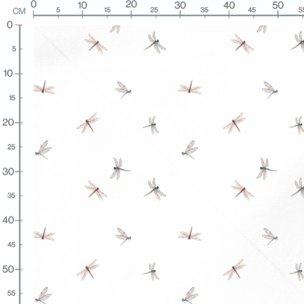 Tissu - Libellules aquarelle sur blanc