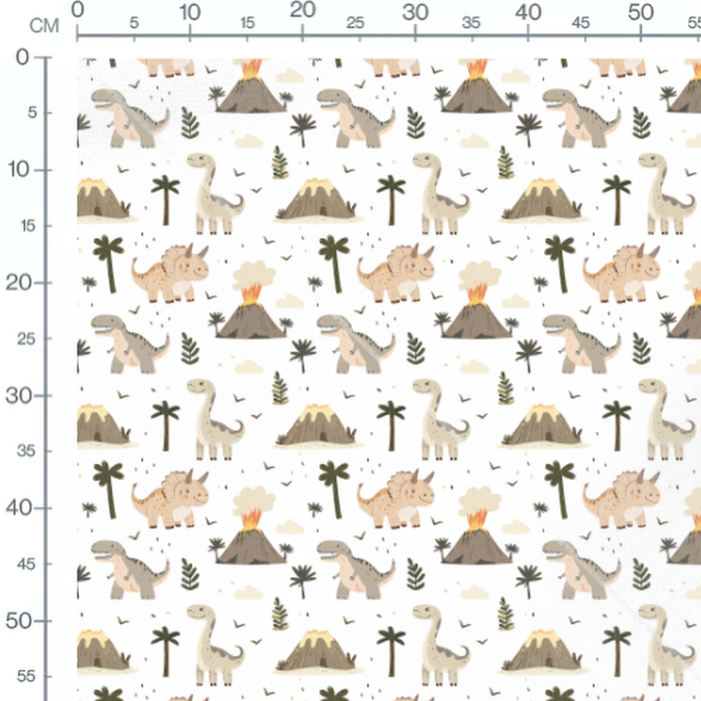 Tissu - Dinosaures et volcans