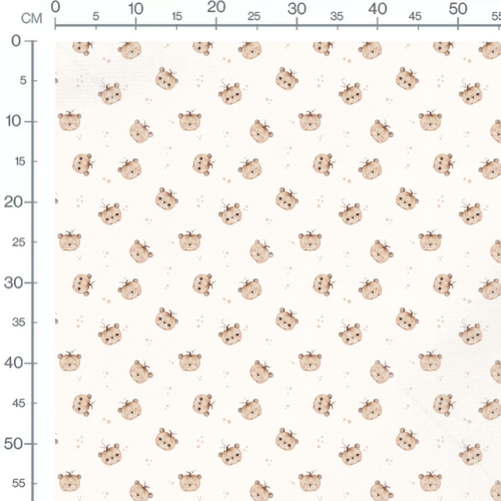 Tissu - Citrouilles ours beige sur blanc