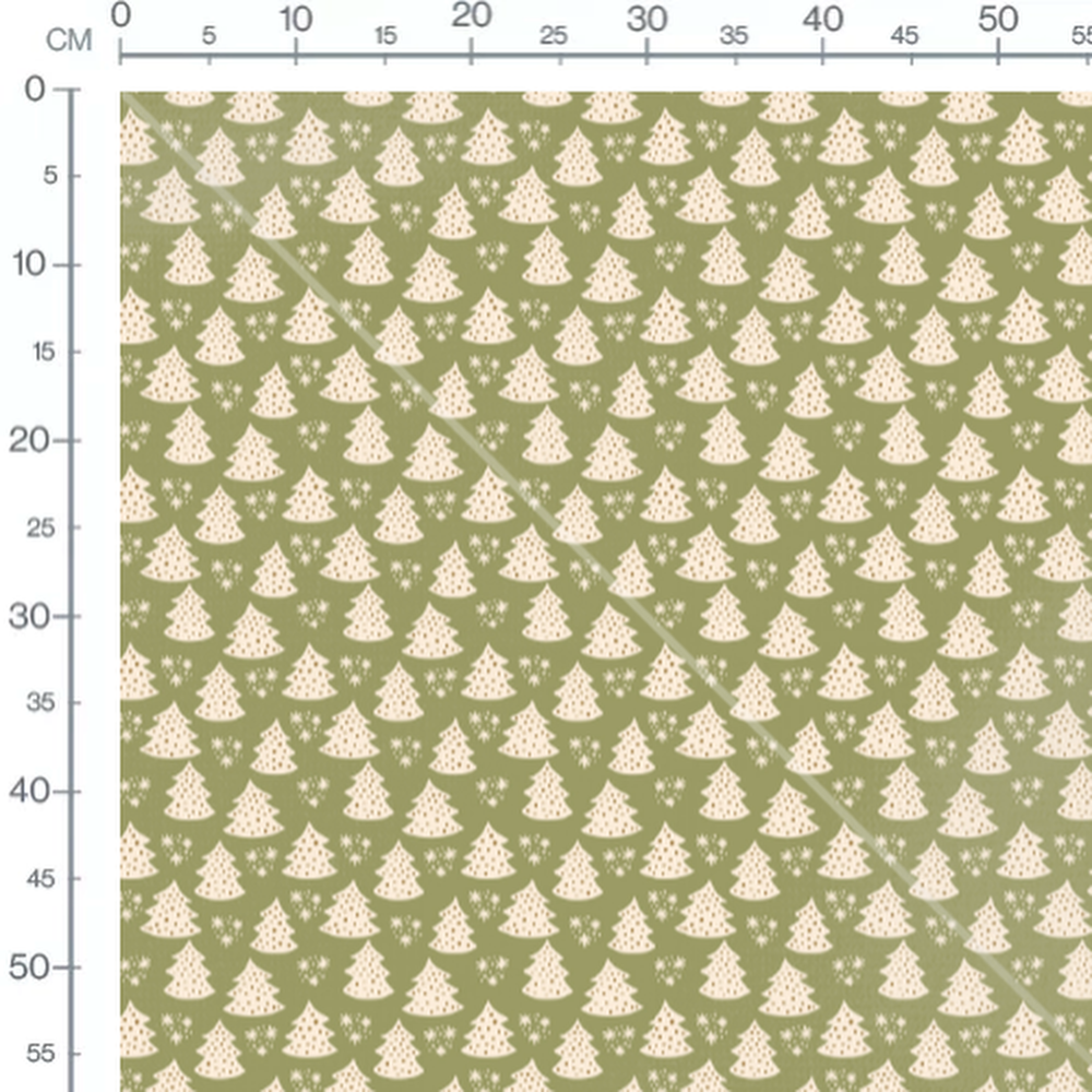 Tissu - Sapins et flocons beige