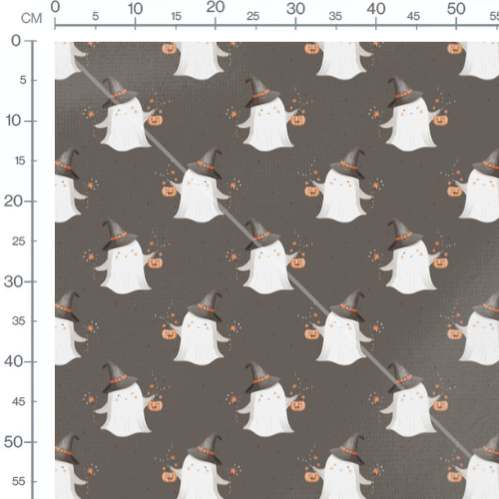 Tissu - Fantômes chapeaux sur gris