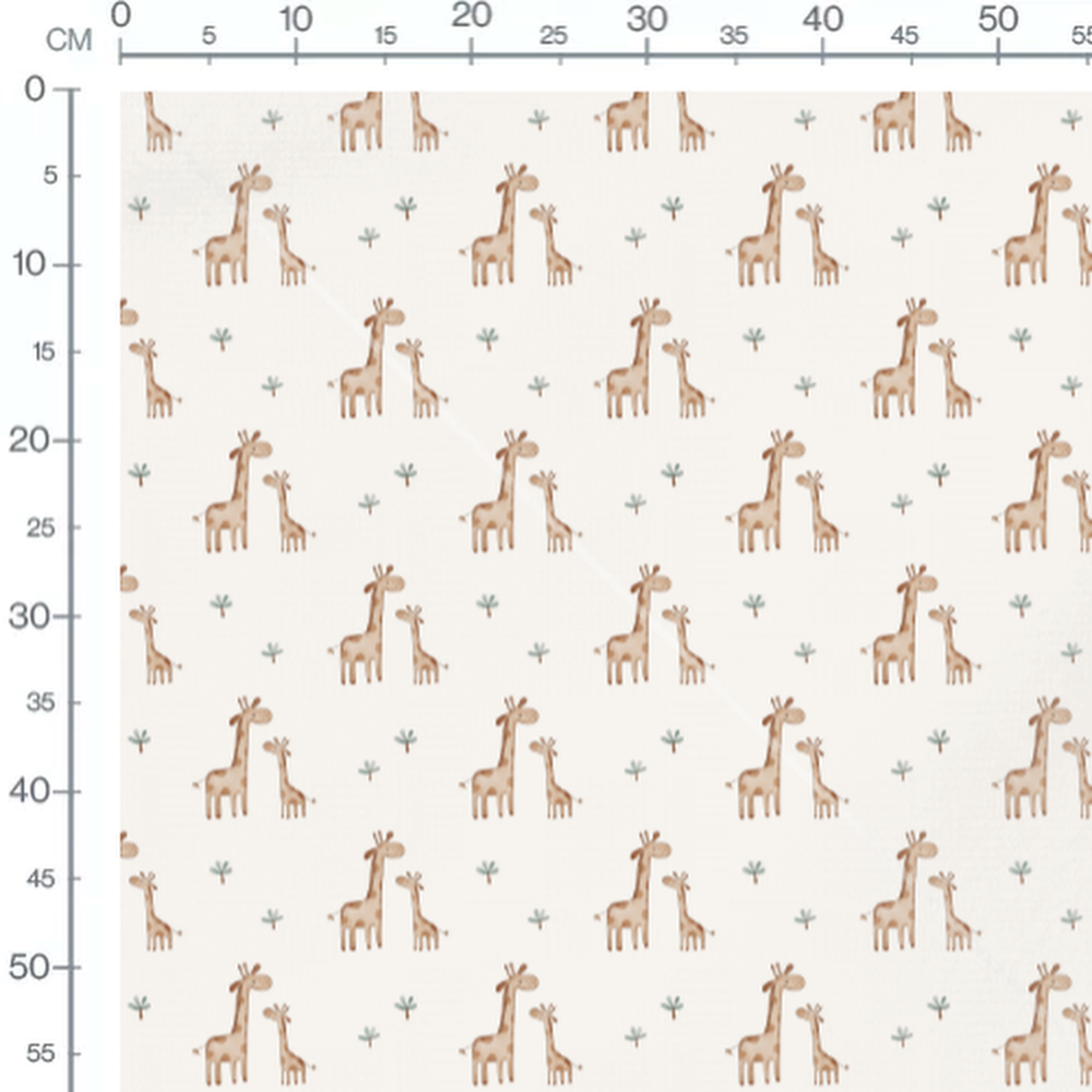 Tissu - Girafes et petits arbres