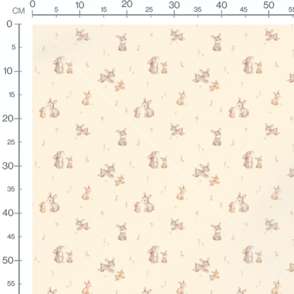 Tissu - Lapins beige sur crème