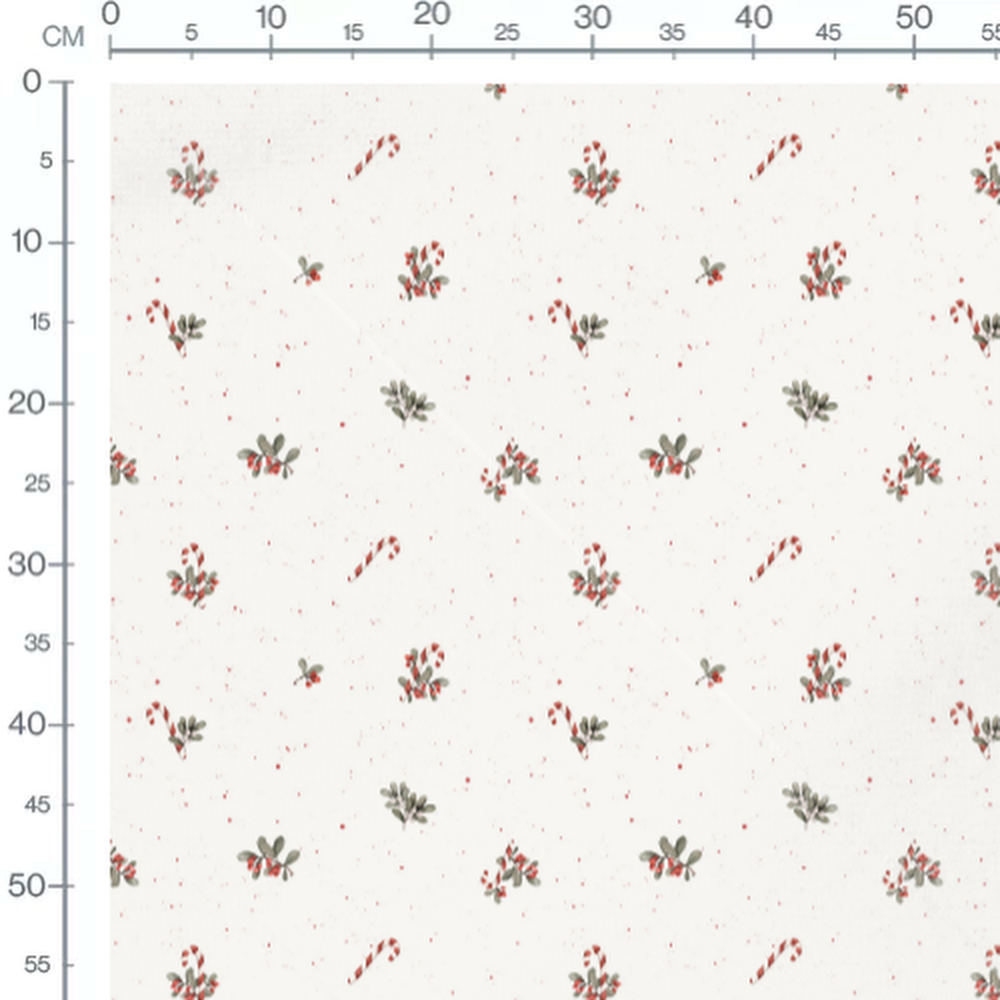 Tissu - Sucre d'orge et houx blanc