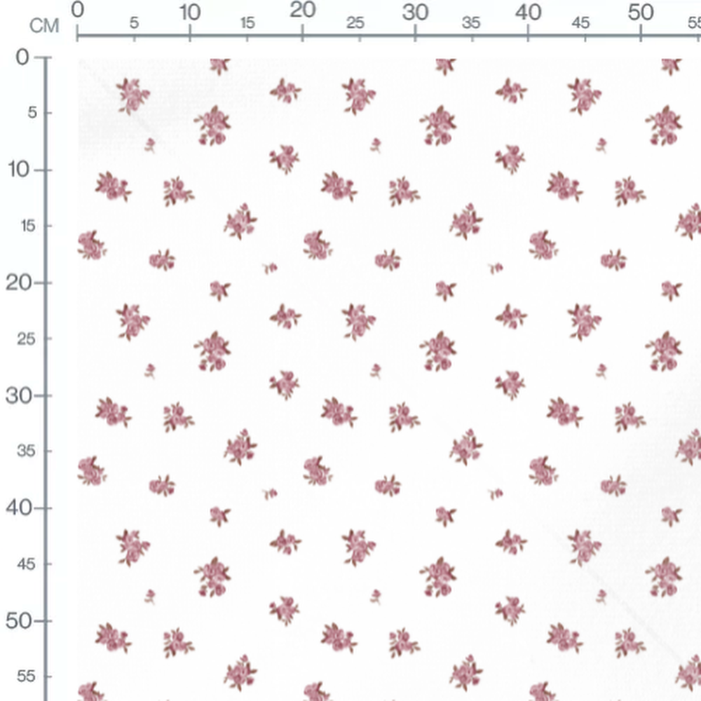 Tissu - Roses roses avec feuilles marron