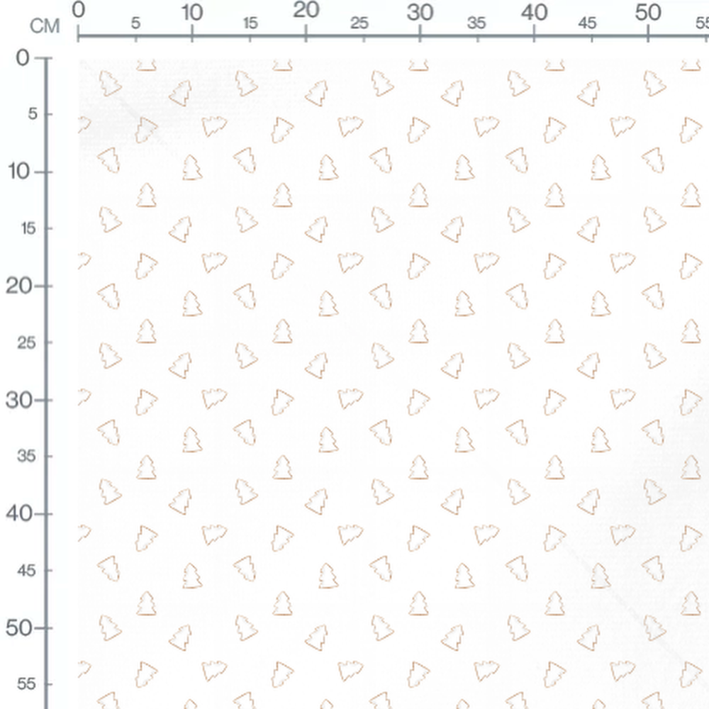 Tissu - Sapins stylisés dorés blancs