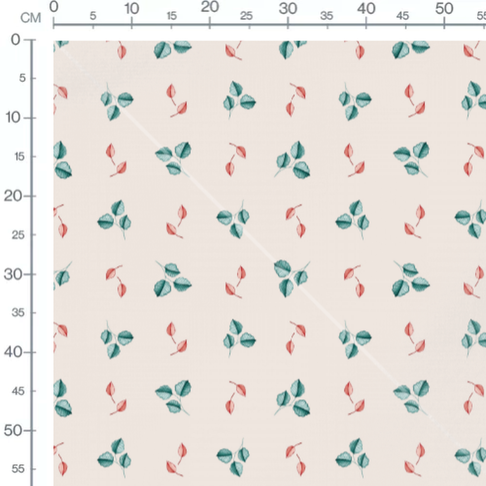Tissu - Feuilles colorées sur beige 3