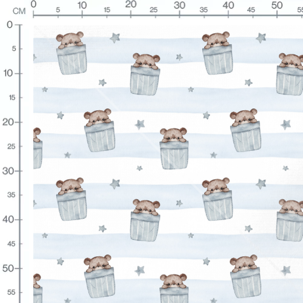 Tissu - Oursons et étoiles pastel