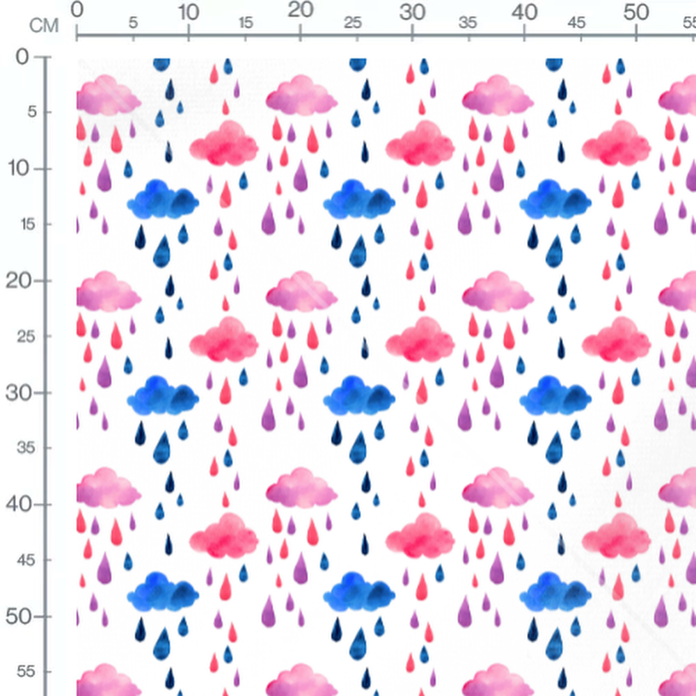 Tissu - Nuages colorés et gouttes