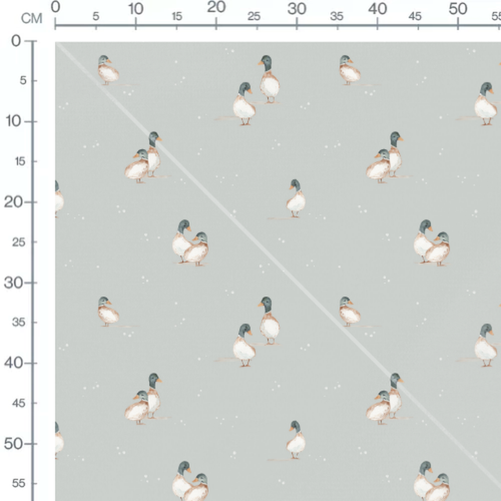 Tissu - Canards subtils sur fond gris