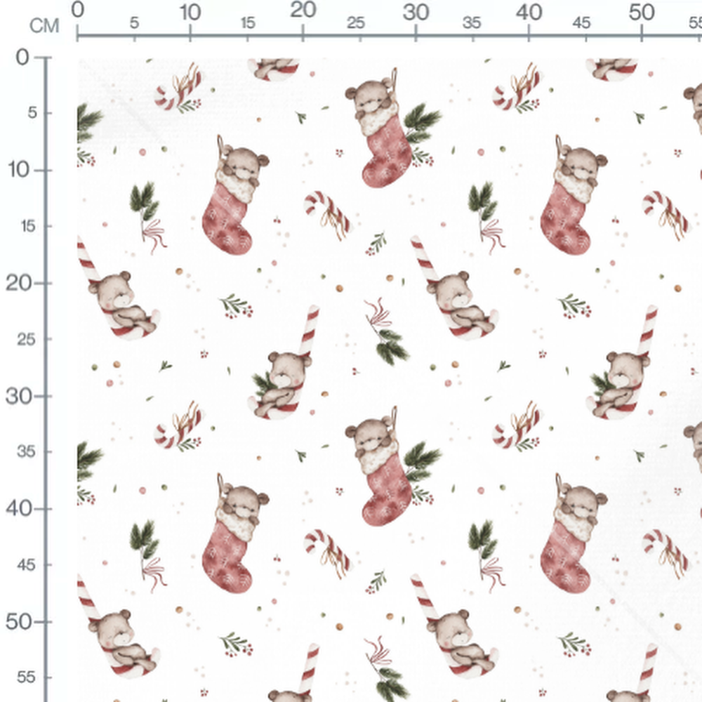 Tissu - Oursons dans chaussettes rouges