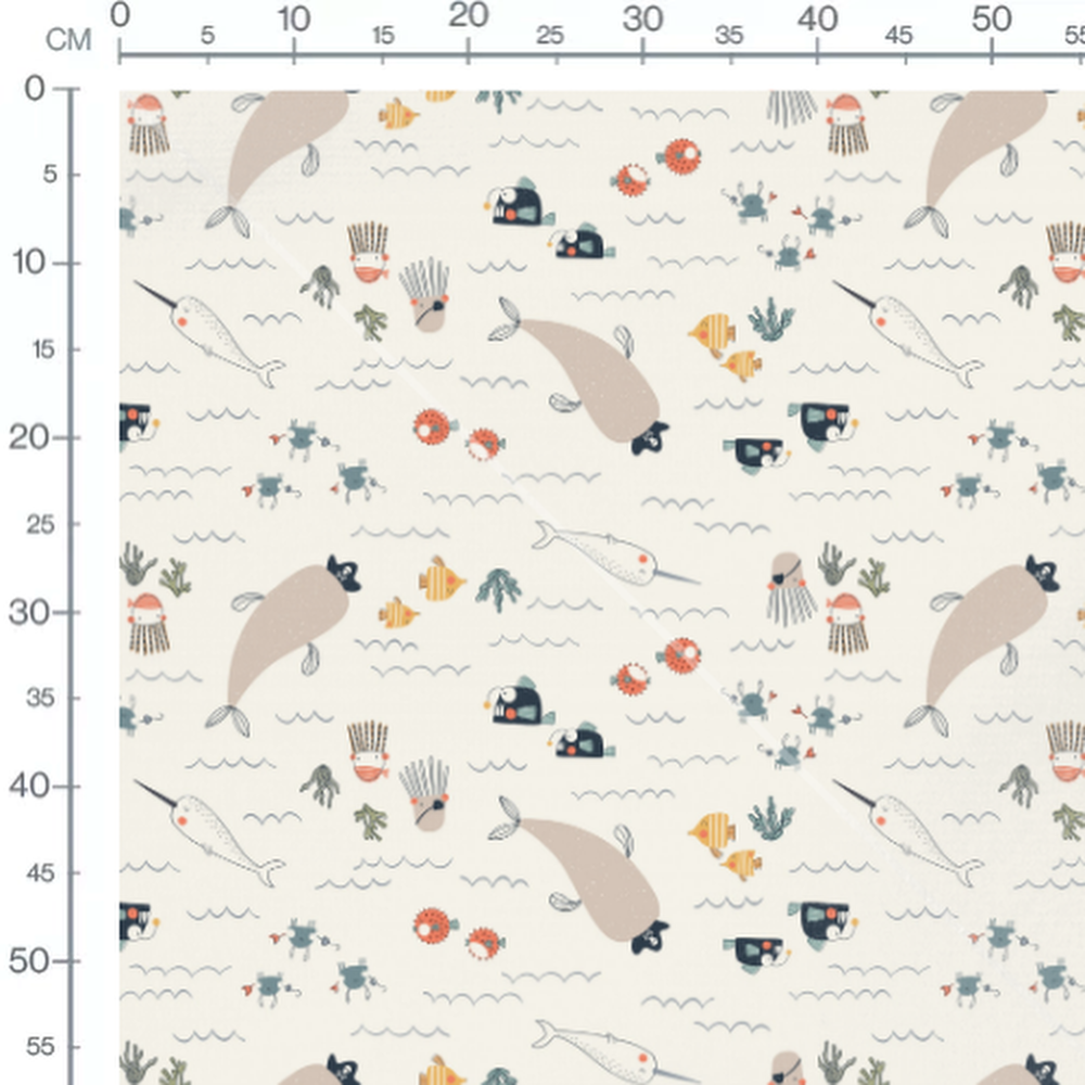 Tissu - Animaux marins ludiques