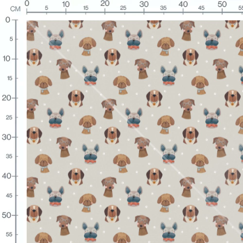 Tissu - Chiens avec lunettes et nœuds