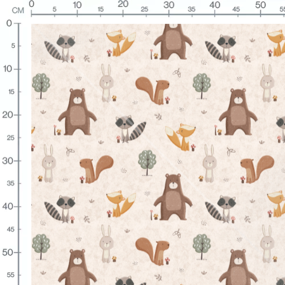Tissu - Animaux de la forêt mignons