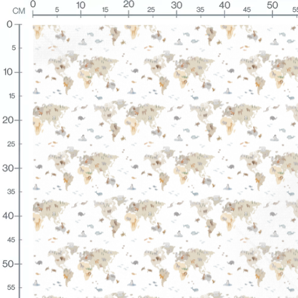 Tissu - Faune marine et terrestre beige