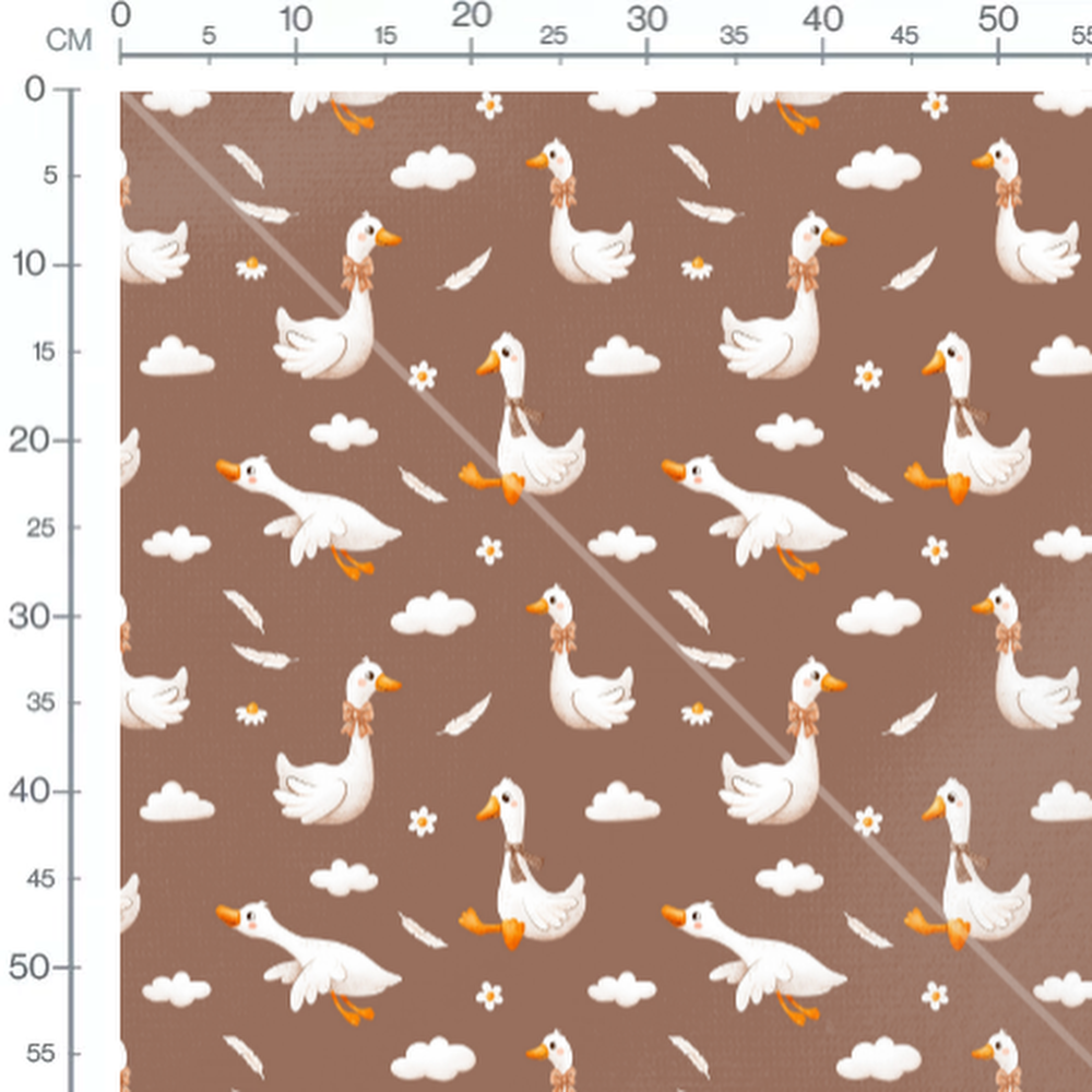 Tissu - Oies blanches et nuages doux