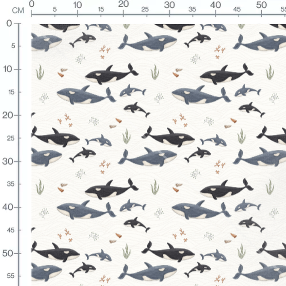 Tissu - Orques et algues marines