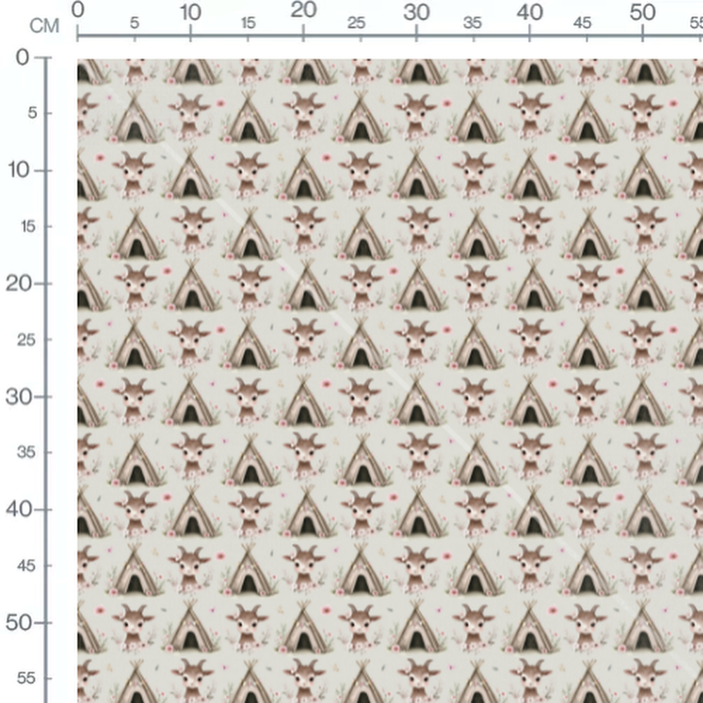 Tissu - Chèvres mignonnes sur fond gris