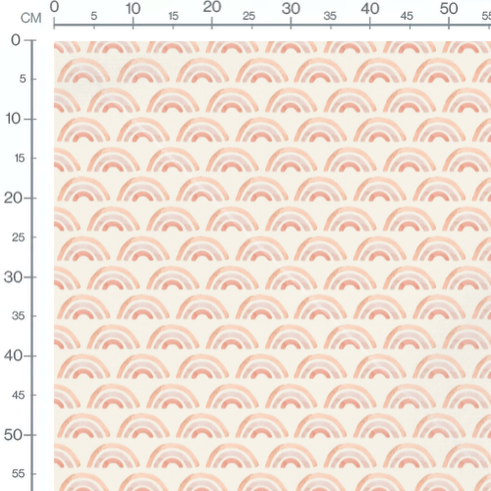 Tissu - Arcs-en-ciel roses sur beige